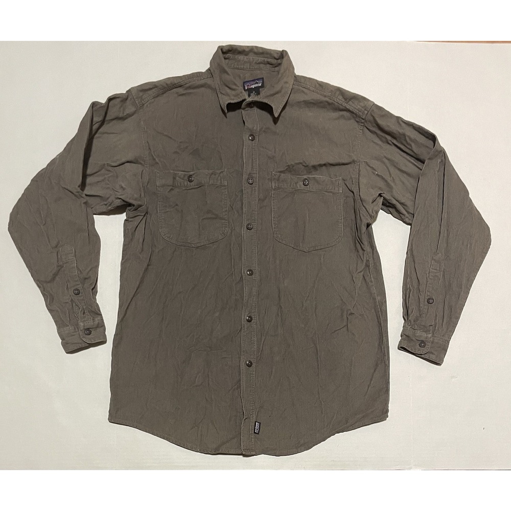 Patagonia Mens Size Medium Corduroy Brown Button Up Shirt Pocket